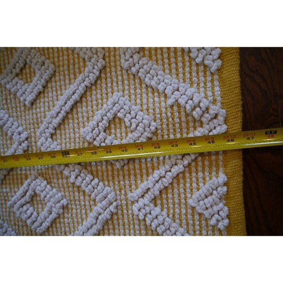 Rachel Zoe Throw Rug Woven Decorative Boho Style Size 50” X 60” Yellow Popcorn - Picture 5 of 10